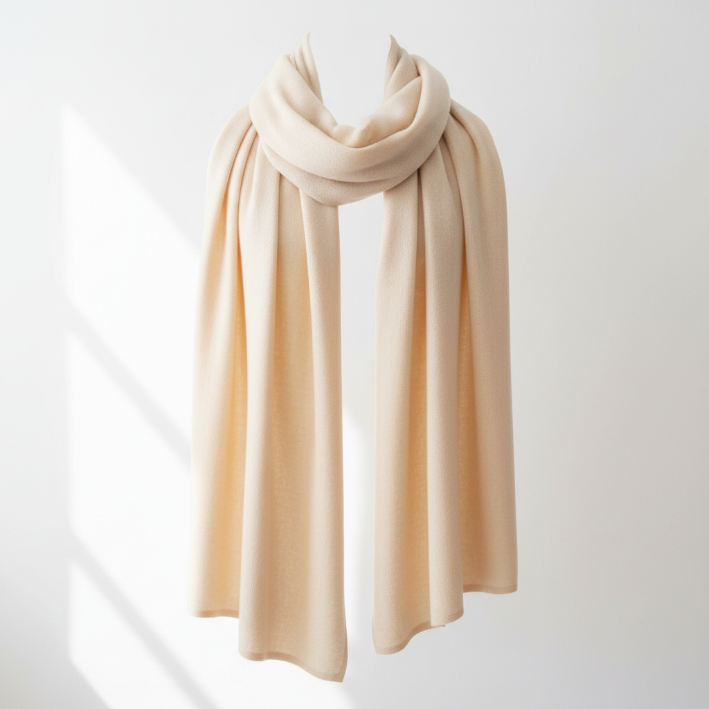 Luxury cashmere scarf in cream color