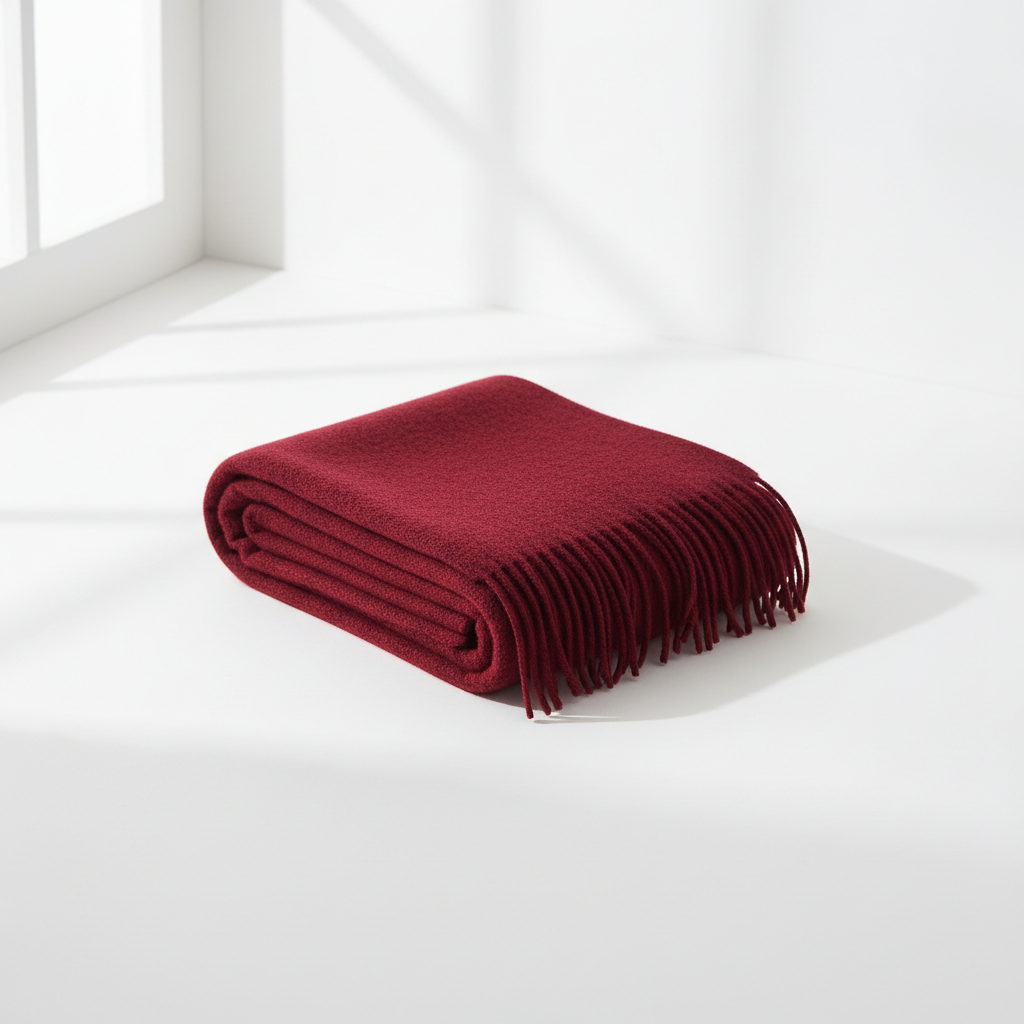 Classic wool scarf in burgundy red