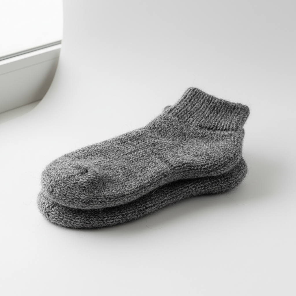 Wool-blend winter socks in charcoal gray