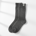Long wool-blend winter socks in charcoal gray