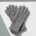 Premium gray wool winter gloves
